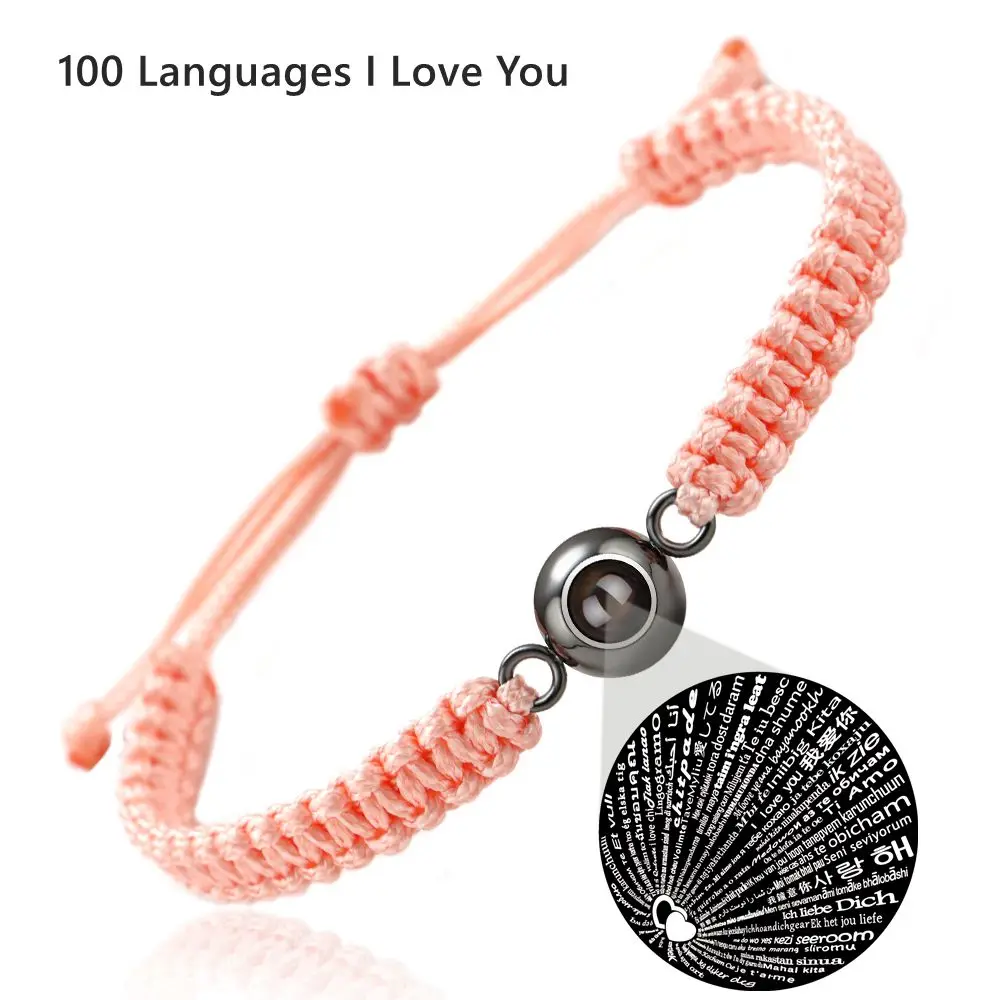 Personalized Custom Projection Bracelet Adjustable Circle Photo Braided Bracelets for Women Men Couple Commemorative Jewelry