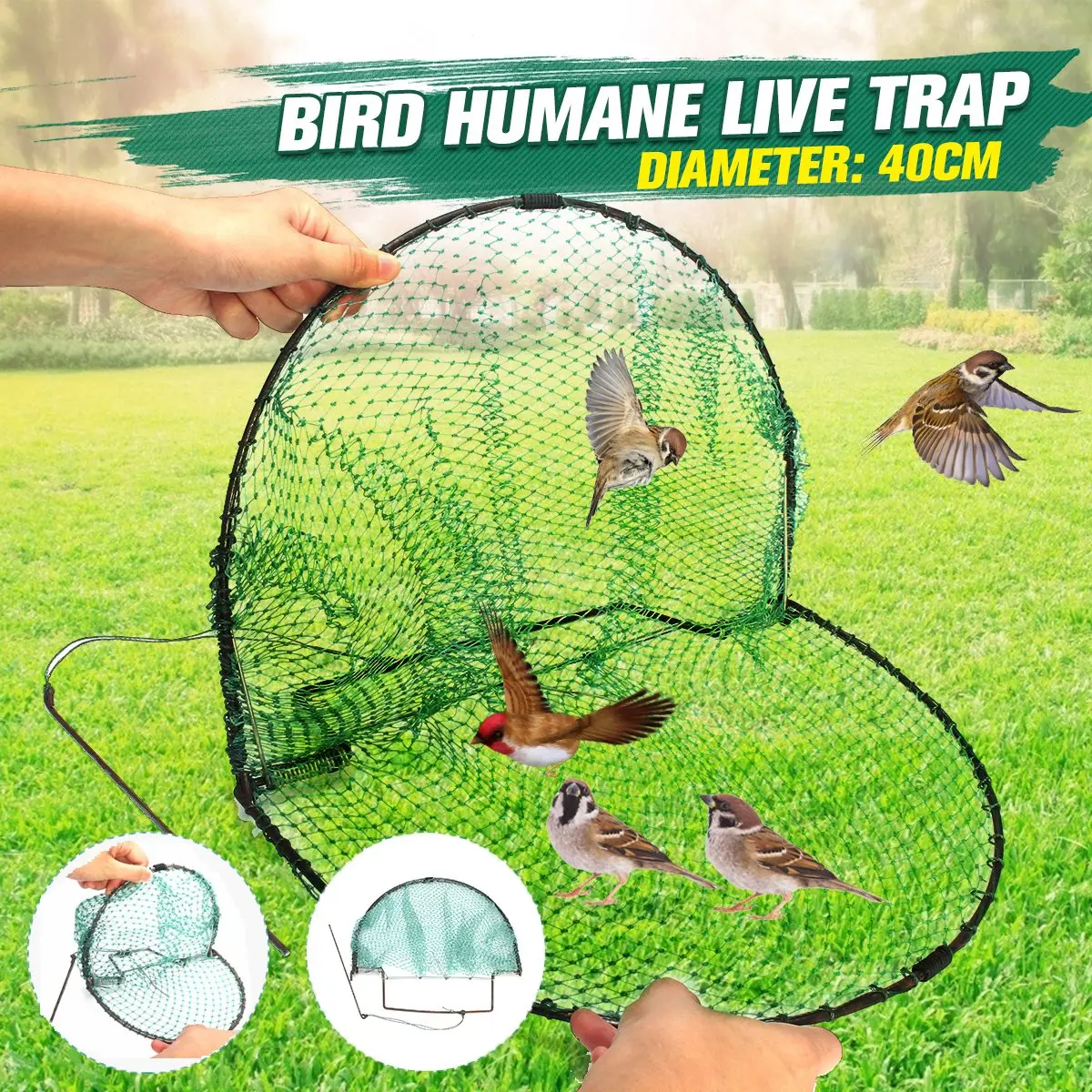 

49x30cm Bird Net Humane Live Trap Effective Hunting Sensitive Quail Humane Trapping Hunting Garden Supplies Pest Control