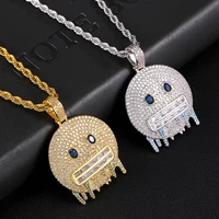cartoon drool figure pendant gold color plated charm bling cubic zircon mens hip hop necklace rock jewelry