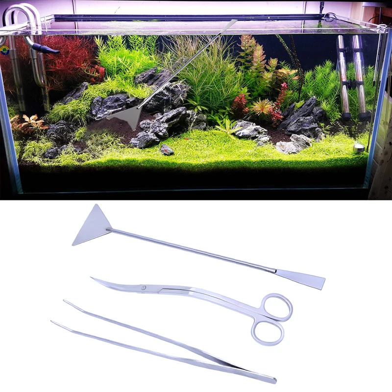 

3in1 Aquarium Aquatic Live Plants Maintenance Tweezers Scissors Leveler Tool Kit