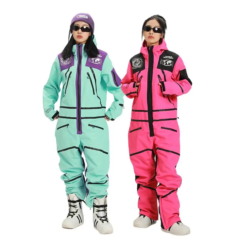 Waterproof One Piece Ski Suit Suit Outdoor Men Women's Ski Sports Thickened Warm Ski Clothing Equipment