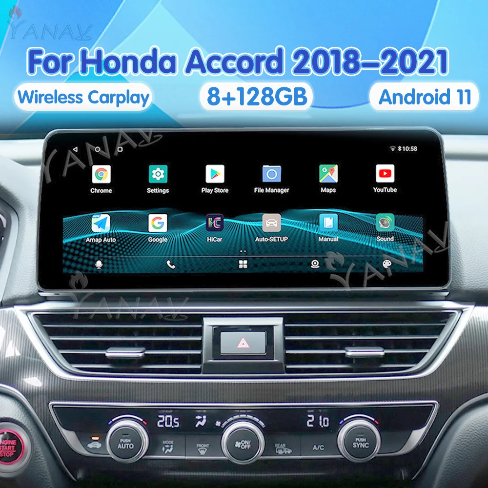 

Автомобильный GPS-навигатор на Android, 12,3 дюйма, для Honda Accord 2018-2021, мультимедийный плеер, автомобильное радио, стерео, беспроводное устройство ...