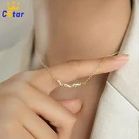 2022 new crystal zircon twist smile pendant stainless steel korea fashion necklace gold color women clavicle chain necklaces