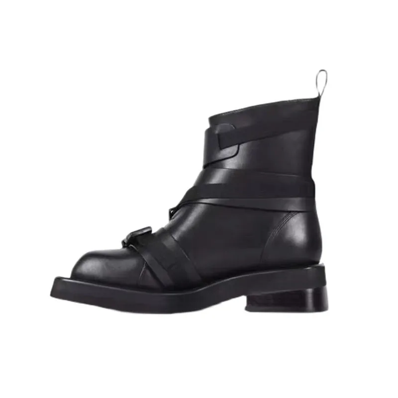 Black Retro Boots Women New Winter Round Toe Thick Bottom Fashion Ankle Boots Punk Chunky Heel All-Match Short Boots