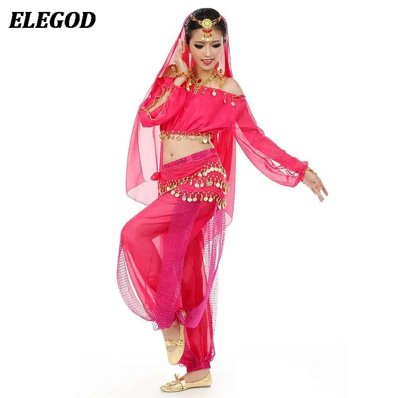 

3PCS Women Belly Dance Costume Set Oriental Indian Bollywood Dancing Tops+Pants Outfit Ladies Bellydance Practice Training Suit