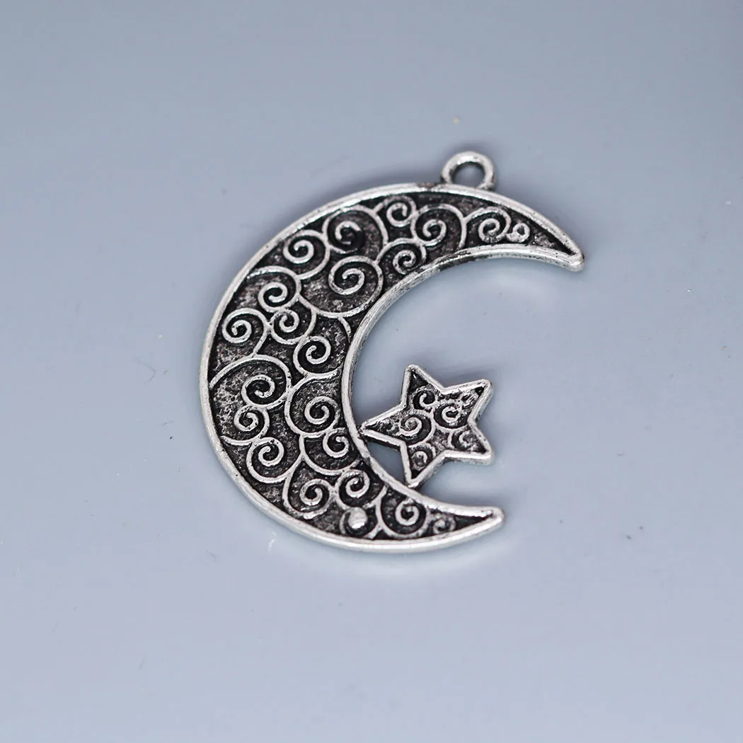 3pcs/Lot Crescent Moon Galaxy Stars Charm Antique Pendant for DIY Necklace Handmade Jewelry Making Bulk Accessories