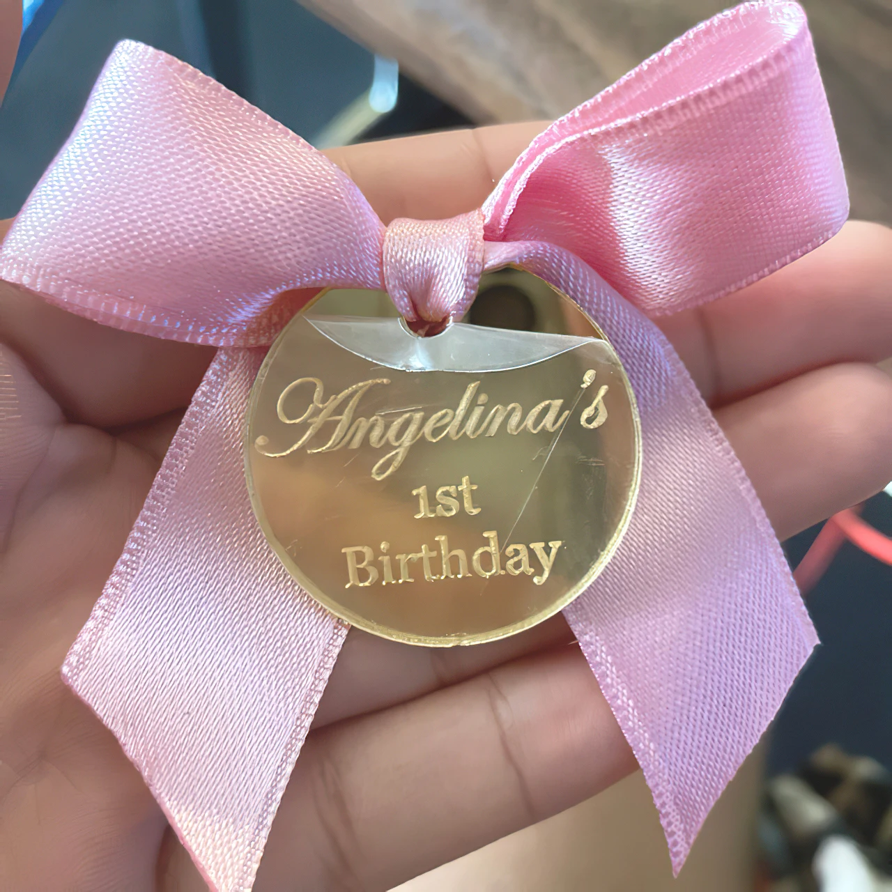

Gold Acrylic Mirror Tag, Personalized Gift, Save the Date Tag, Wedding Tags, Reception Token, Luxury Tag, Cake Charm(8065)