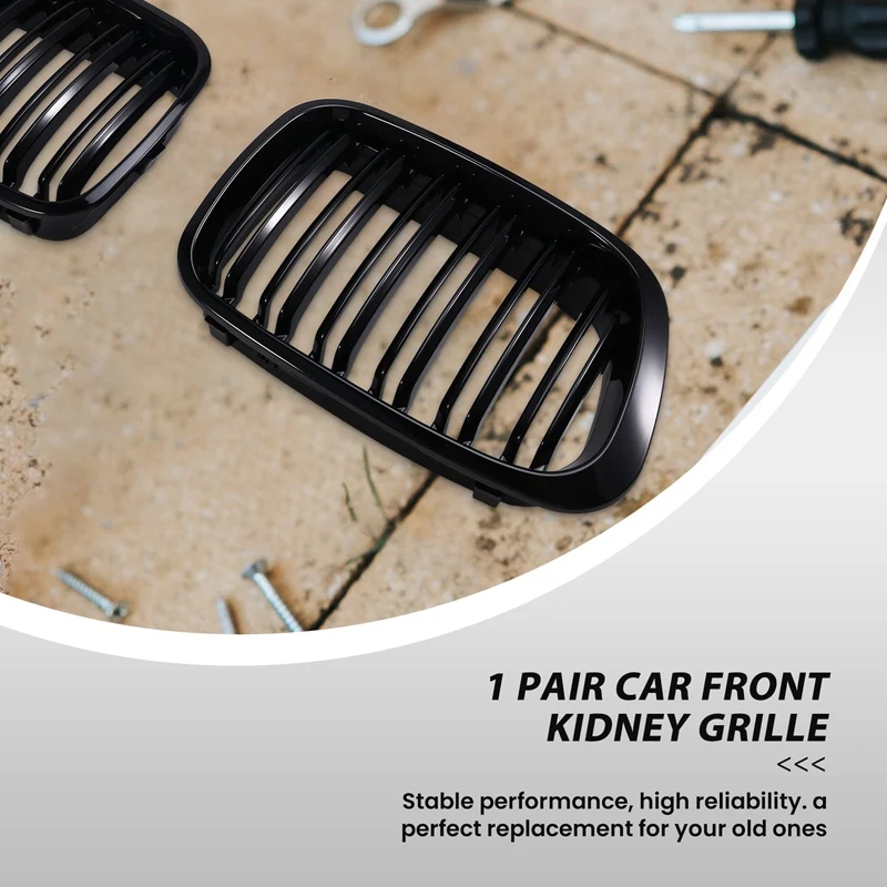 Car Front Kidney Grille Sport Racing Grills For BMW E46 4 Door 1998-2001 Bumper Hood Mesh Air Vent Radiator Cover