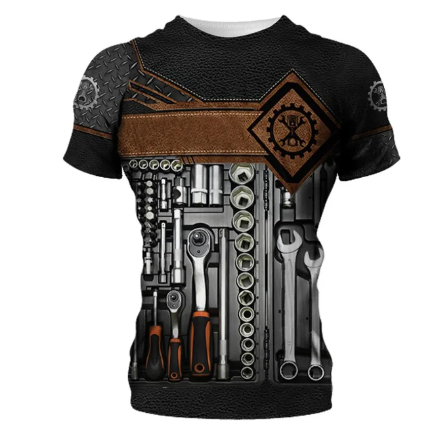 

Футболка мужская летняя с 3D-принтом механика, 6XL