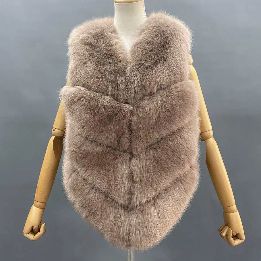 

Janefur Women Faux Fur Vest 2022 Fashion V-Neck Plush Fur Sleeveless Coat Wholesale Winter Female Fake Fur Gilet Jackets