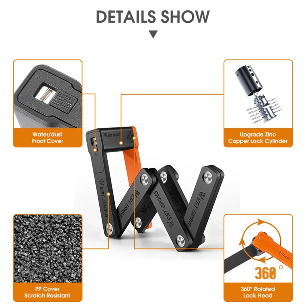 Портативная цепь с замком для велосипеда — защита от кражи водонепроницаемая