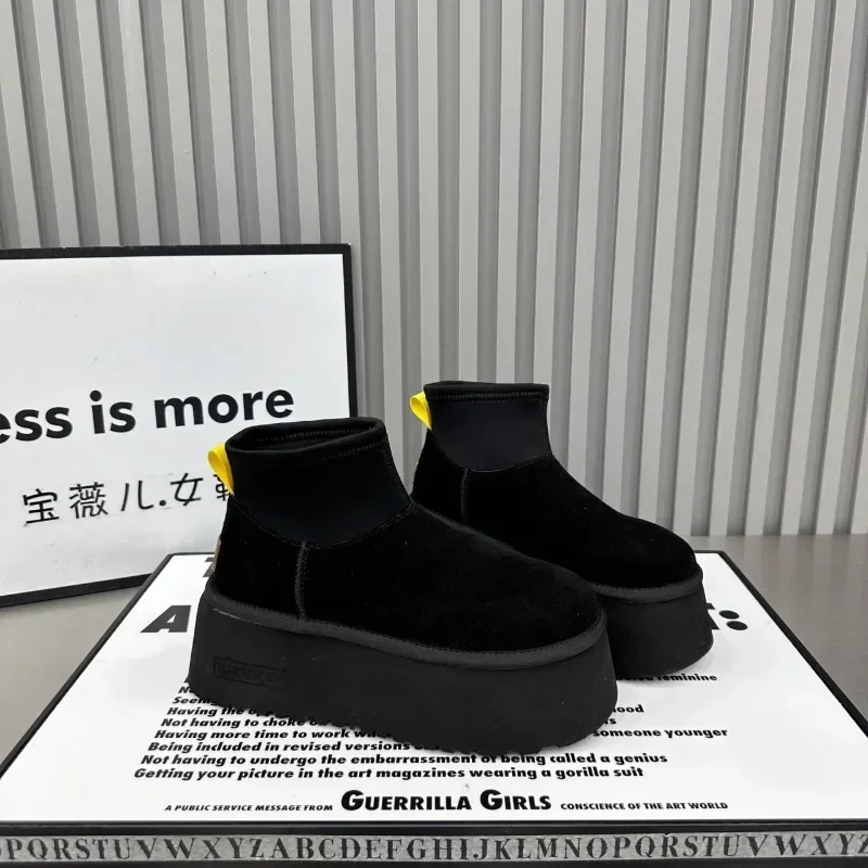 2025 зимняя хлопковая обувь на меху плоской подошве женские зимние ботильоны