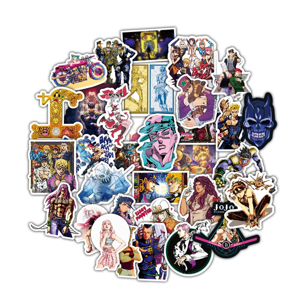 

10/30/50PCS New Japanese Anime JOJO Cartoon Graffiti Stickers For Luggage Laptop iPad Skateboard Waterproof Sticker Wholesale