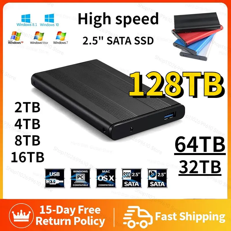 

Portable Mobile Solid State Drive 4TB 8TB 16TB 128TB SSD High-speed Mobile Hard Drives External Storage Decives for Laptop