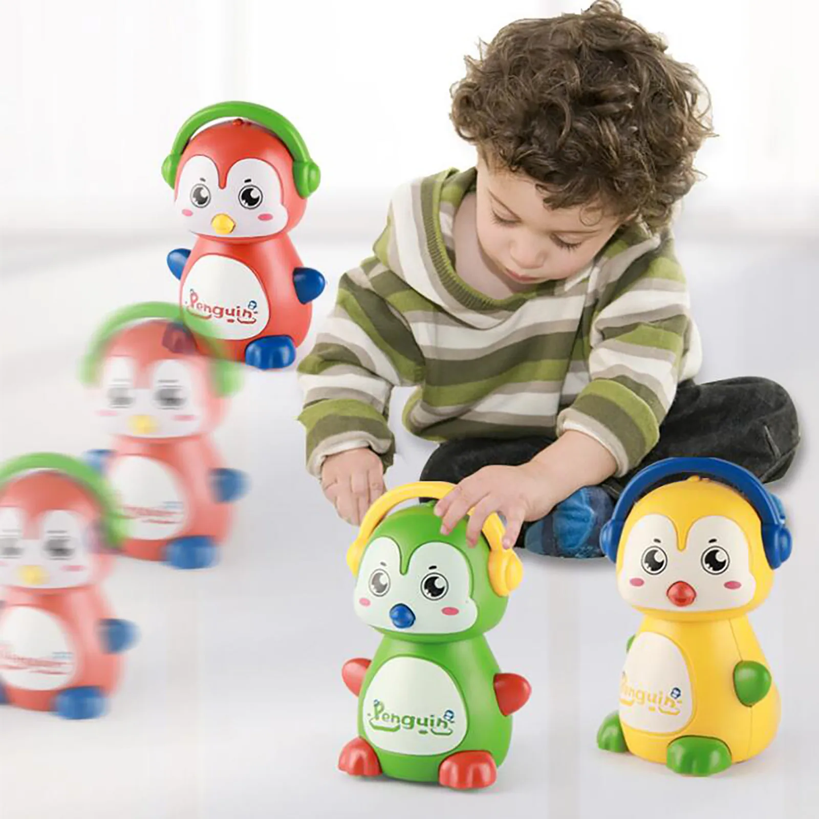 Детская игрушка с прессом маленький пингвин животное инерционная скользящая