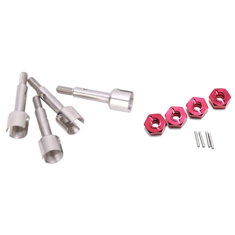 

4 шт. стальная колесная ось для Wltoys 144001 1/14 RC Внедорожник запчасти, задний и 1 комплект для Wltoys 144001 1/14 металлический комбайнер, красный