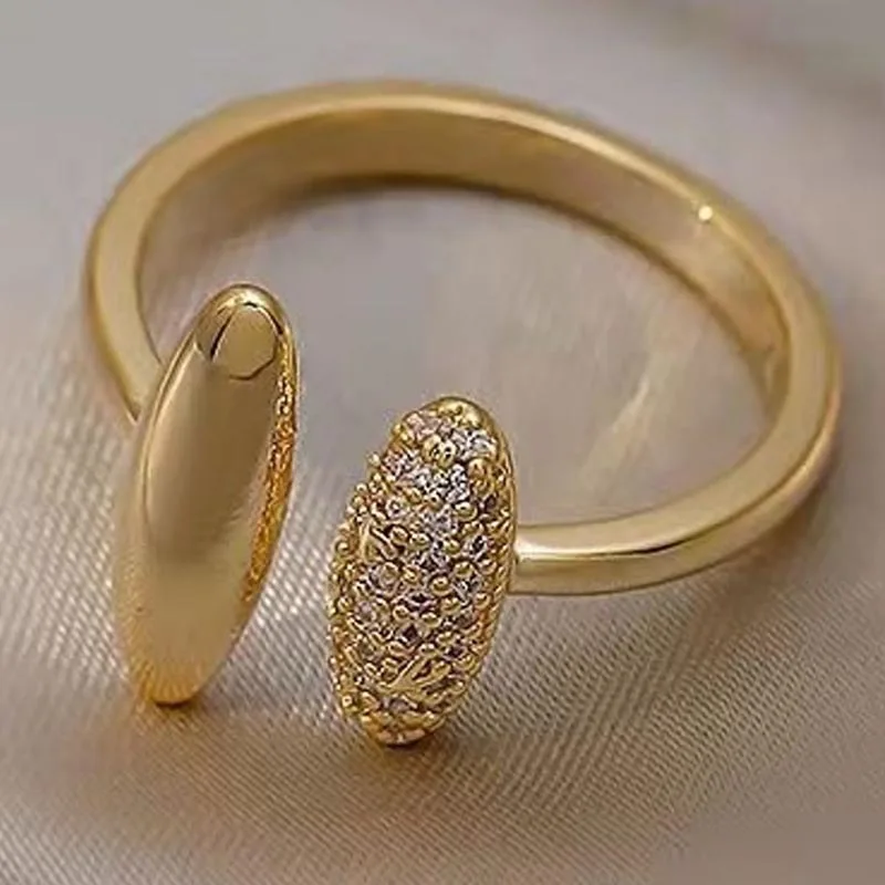 

Новинка, Крутое Стильное кольцо из меди с цирконием, Женское кольцо в японском стиле, ограниченный дизайн, роскошное модное индивидуальное женское кольцо, Открытое кольцо