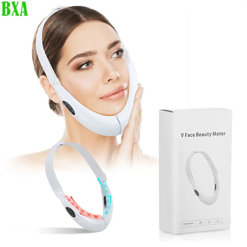 

Electric Facial Massager EMS Facial Lifting Belt LED Photon Therapy Slimming Face Vibration Chin V Line Cellulite Jaw Device