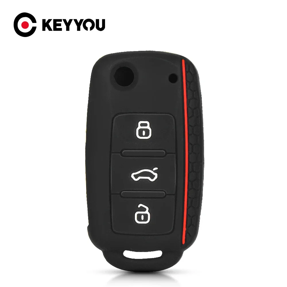 

KEYYOU силиконовый чехол для дистанционного брелока для SEAT Leon Ibiza для VW Golf Polo Bora Beetle Tiguan для SKODA Fabia Superb