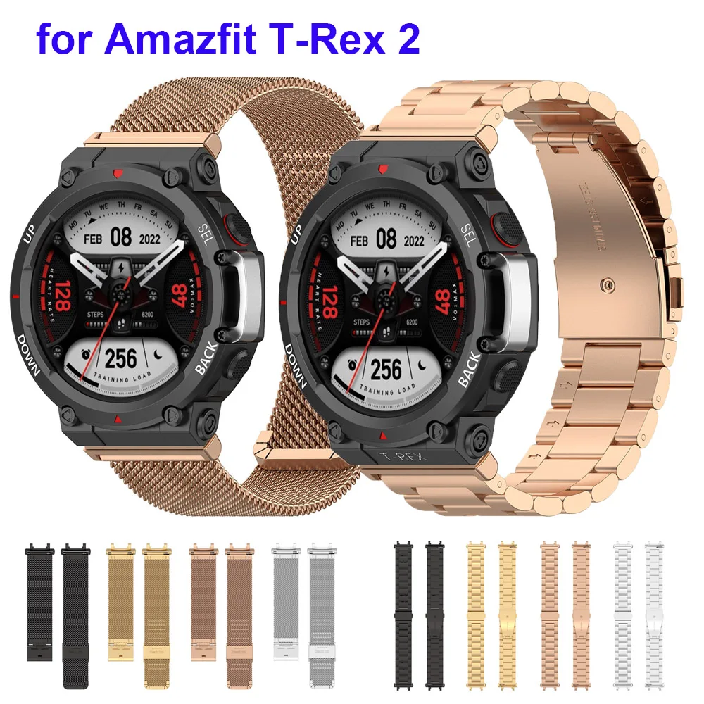 

Ремешок сменный для смарт-часов Huami Amazfit T-Rex 2, браслет из нержавеющей стали с металлической сеткой для мужчин и женщин