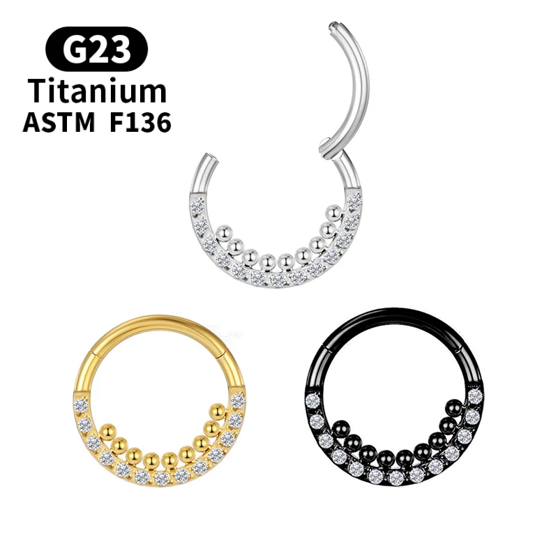 

Piercing Cartilage Charming Septum Nose Ring Tragus Earrings G23 Titanium Labret Clicker Zircon Helix Hinge Segment Body Jewelry