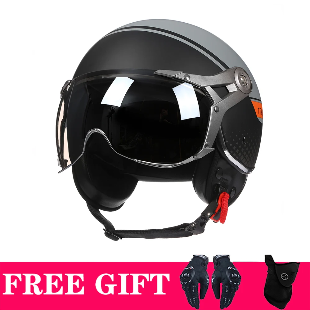 Мотоциклетный шлем 3-4 винтажный открытый для мужчин и женщин верховой езды в