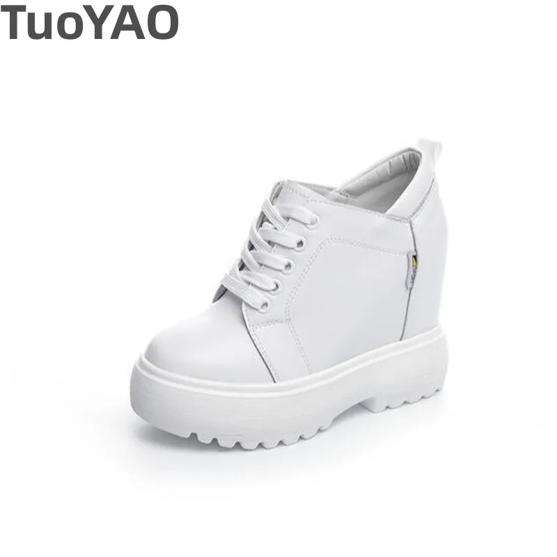 

Женские ботильоны на платформе 11 см, натуральная кожа, дышащие, на высоком каблуке, массивные кроссовки, ажурные, белые, черные