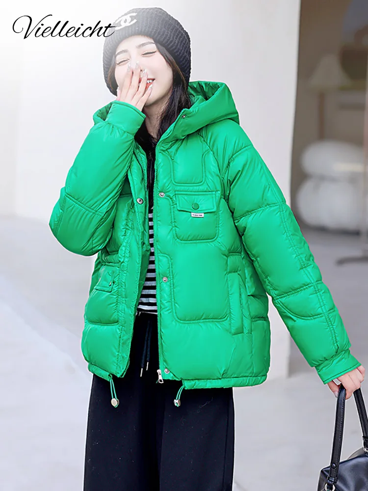 Vielleicht 2022 New Women Winter Puffer Parka Hooded Female Warm Thicken Coat Clothes Korean Style Loose Oversize Ladies Jacket