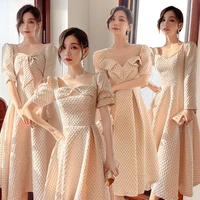 champagne bridesmaid evening dress simple and elegant long sleeved sister group women are thin and can be worn at ordinary times