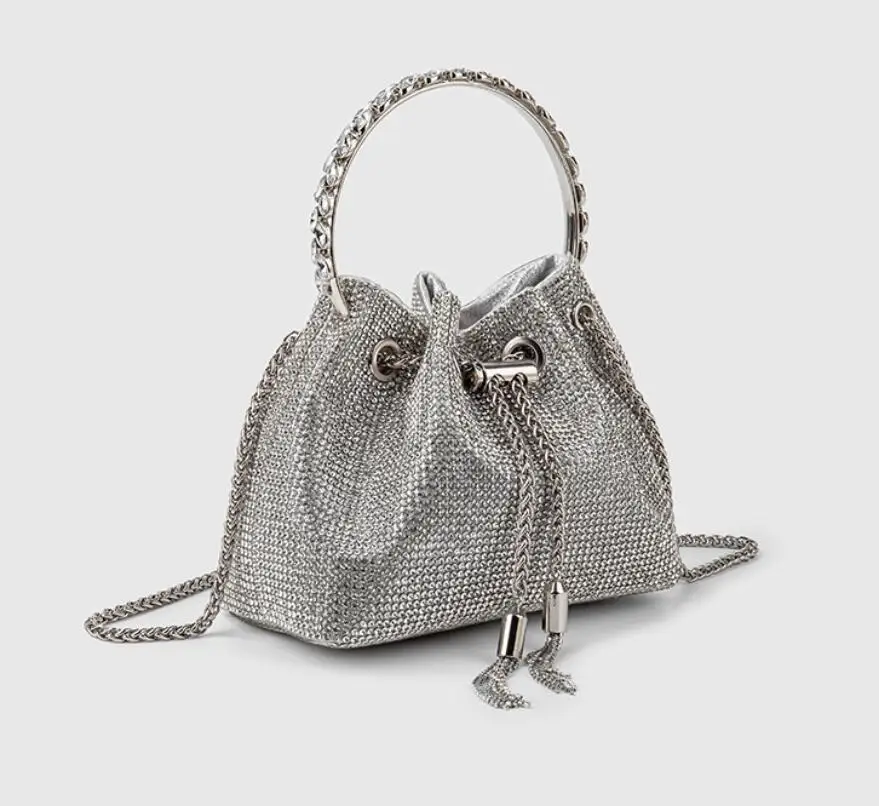 

Полностью Алмазная сумка-мешок, женская сумка, новинка 2022, Высококачественная текстурная Портативная сумка-мессенджер на одно плечо с цепочкой и бриллиантами, банкетная сумка