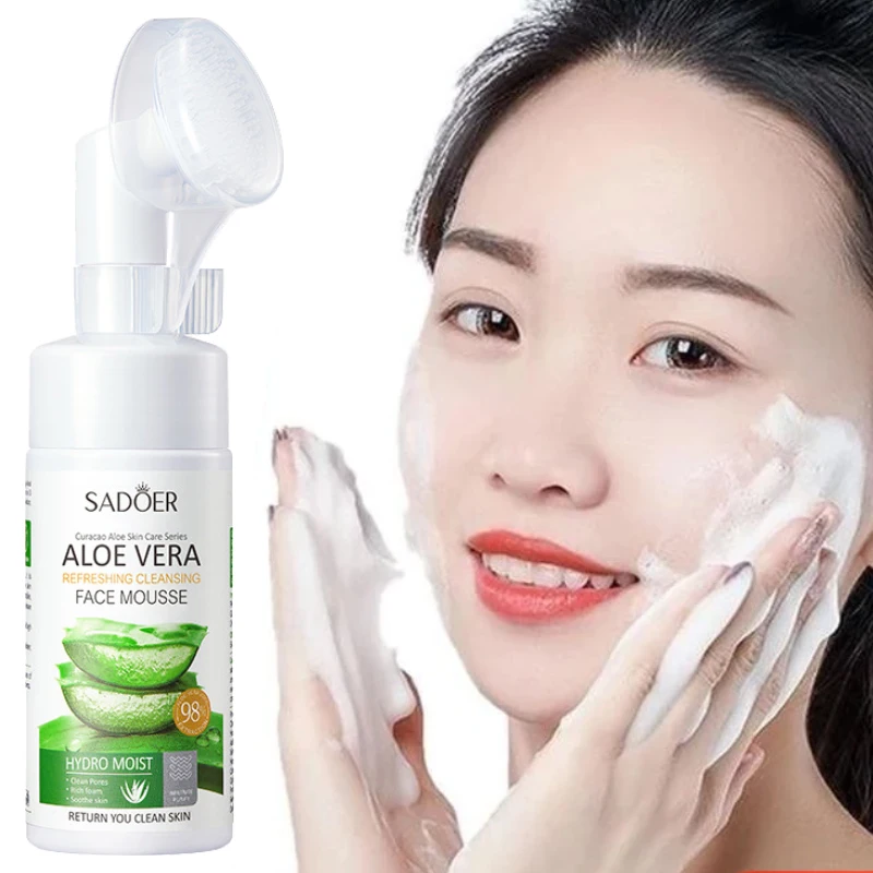 

Aloe Vera Moisturizing Amino Acid Cleansing Mousse Oil Control Facial Cleanser Brightening Makeup Remover Skin Care Product
