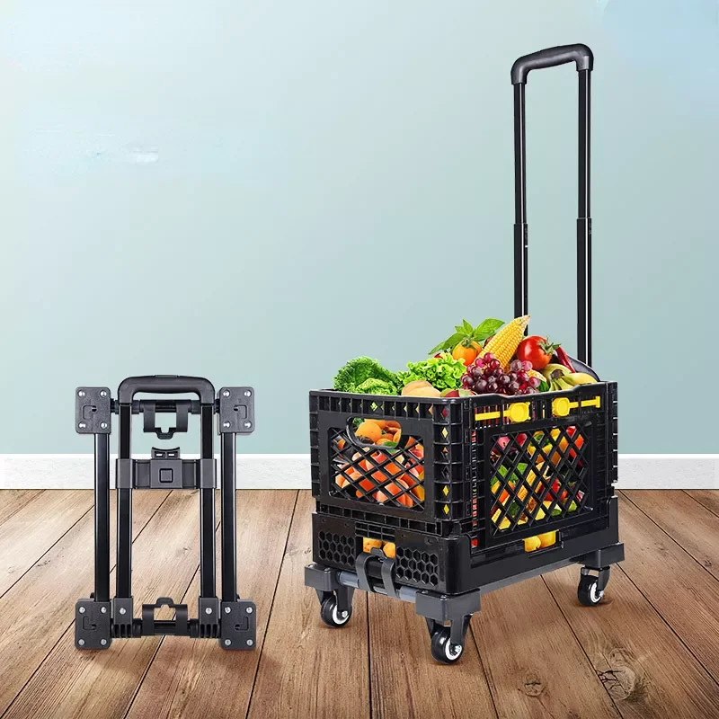

Portable Stall Storage Cart With Wheels Shopping Cart Shopping Folding Trolley Wheel Kitchen Greengrocer Cart