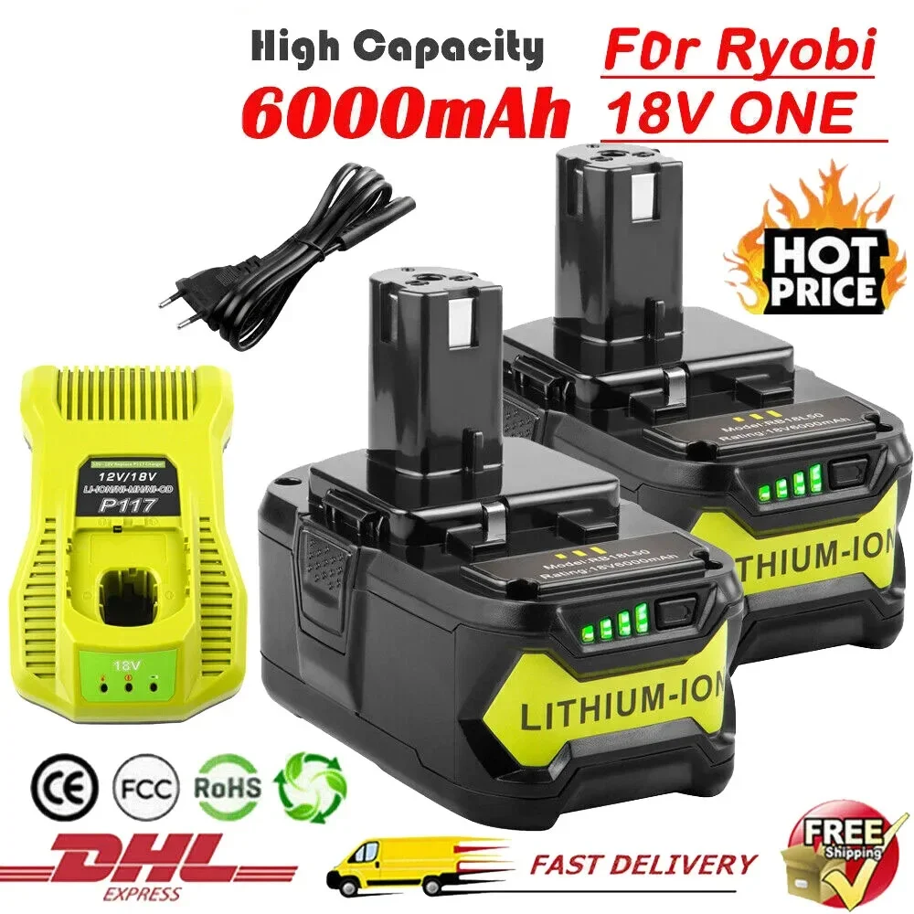 Литий-ионный аккумулятор 18 в 6 Ач для RYOBI P108 One + Plus вольт P104 P107 RB18L50 RB18L20