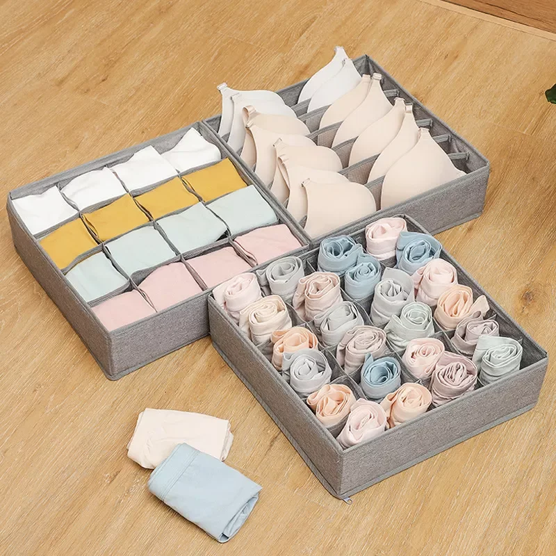 

20222022Foldable Underwear Drawer Organizers Dividers Closet Dresser Clothes Storage Organizer Box For Bras Scarves Ties Socks B