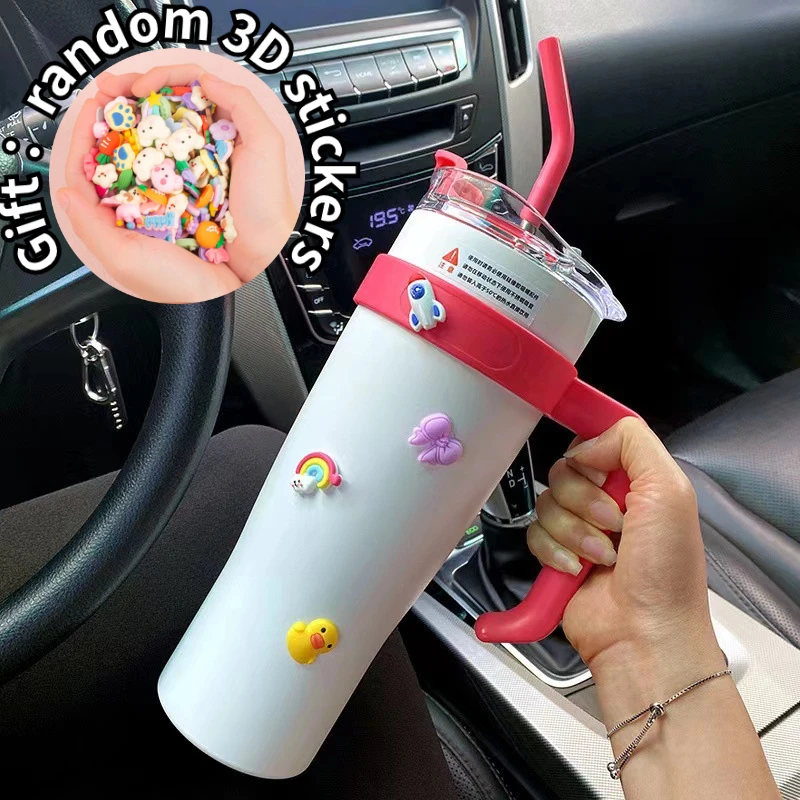 Coffee Thermal Mug With Handle Straw Cold And Hot Thermos Bo