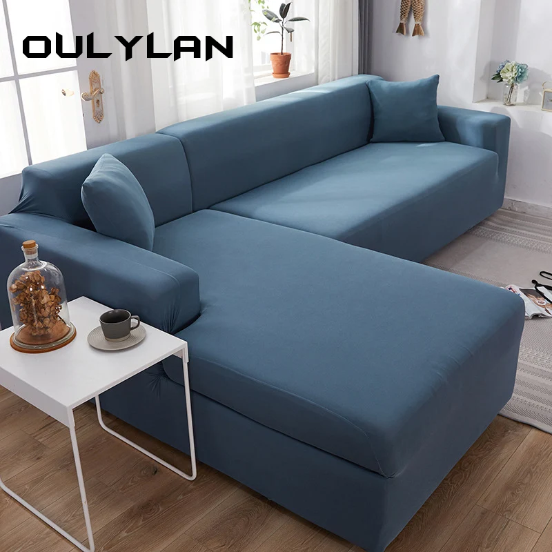 

Цветные эластичные Чехлы для дивана Oulylan для гостиной, эластичный чехол для кресла, угловой L-образный секционный диван