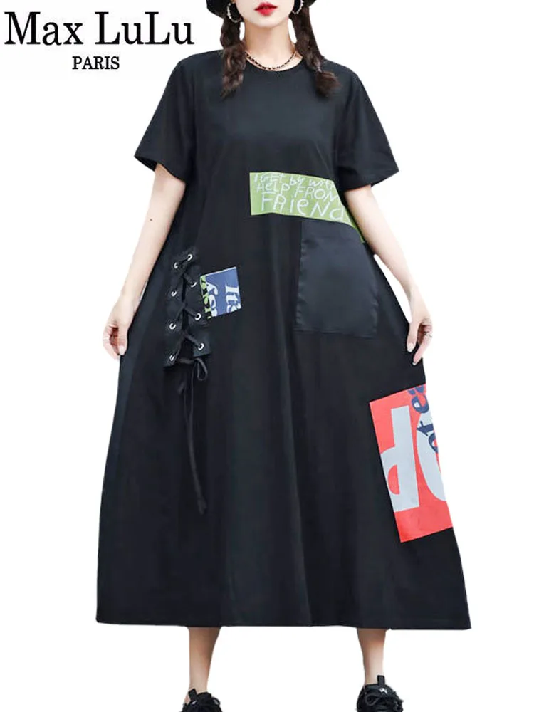 

Одежда Max LuLu 2023 летние женские роскошные Свободные Элегантные платья с принтом женские Модные Винтажные Повседневные Классические платья в стиле панк