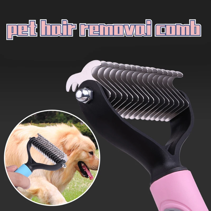 

2022 New Hair Removal Comb for Dogs Cat Detangler Fur Trimming Dematting Brush Grooming Tool For matted Long Hair Curly Pet