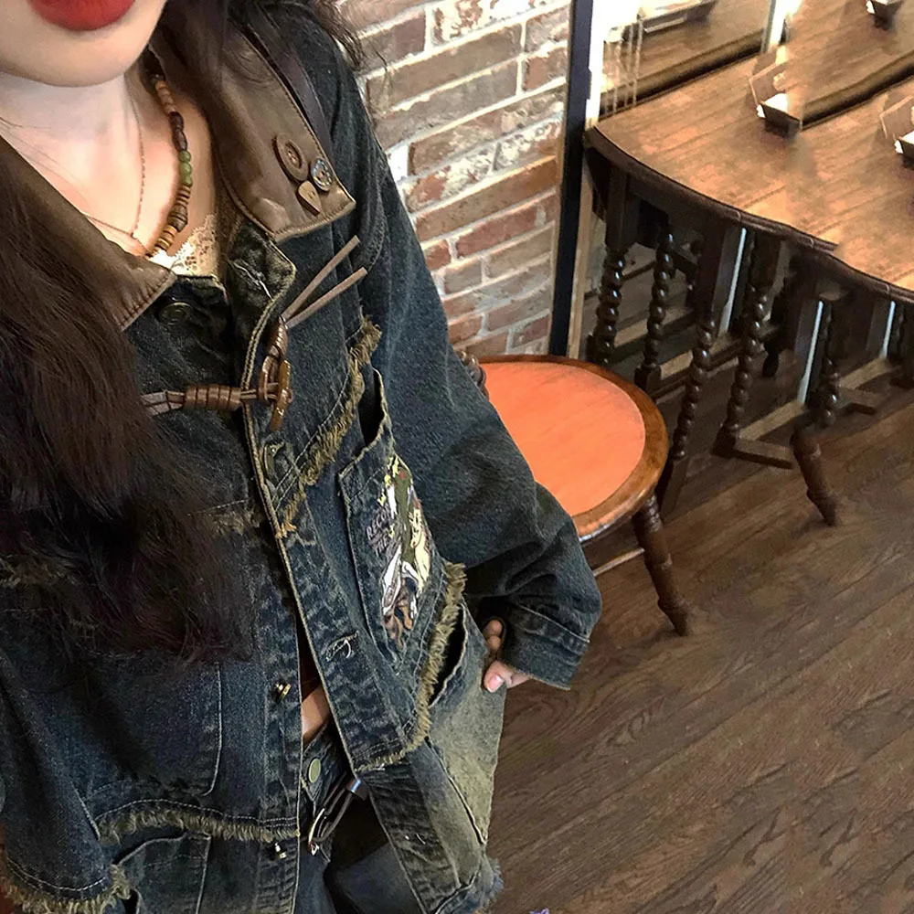 Милые джинсовые пальто в американском стиле ретро весенне-осенняя шикарная