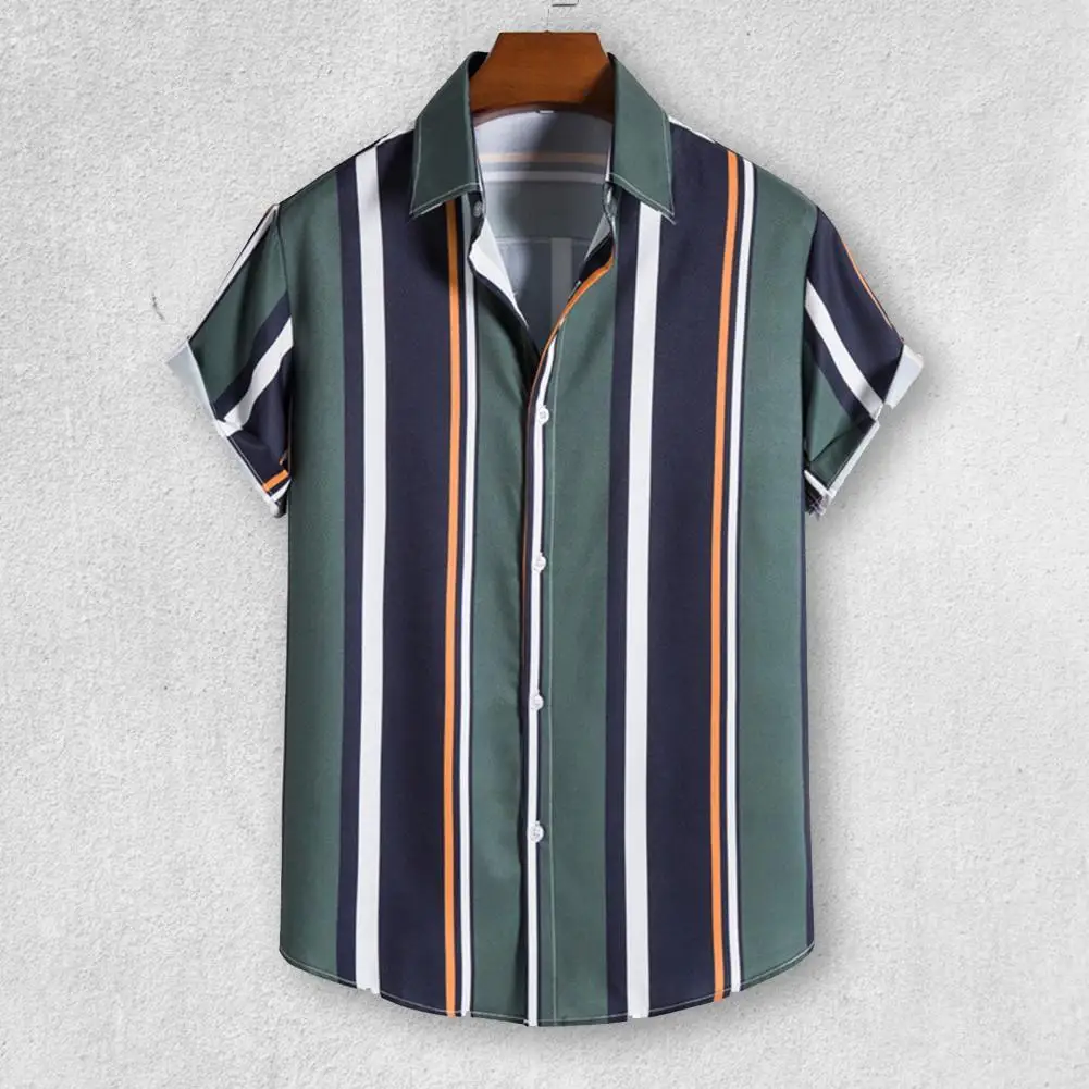 

Quick Drying Casual Men Striped Print Summer Shirt Blouse for Shopping