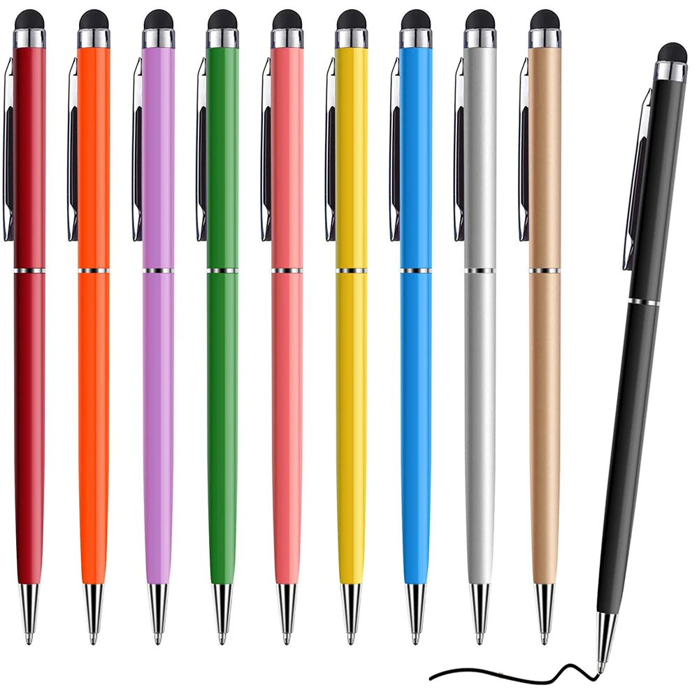 

100 шт./лот 2 в 1 Универсальный стилус ручка для рисования сенсорный экран металлический карандаш для IPad iPhone планшета Android смартфона аксессуар...