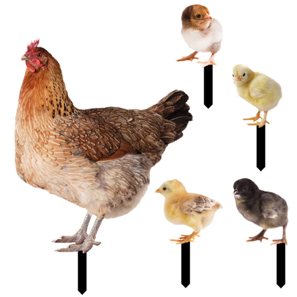 

1 Set Chicken Acrylic Stake Garden Acrylic Hen Chick Sign Acrylic Chicken Stake Lawn Decoration