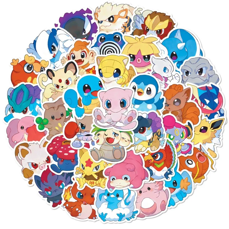 

50Pcs Pokemon Stickers QVersion Pikachu Graffiti Stickers Leather Notebook Computer Sticker Moving Children's Classic Stickers