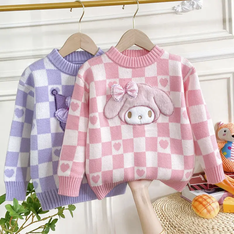 

Sanrio Girls' Sweater Kuromi Knit Bottoms for Kids Baby Mymelody Autumn and Winter Top Cartoon Sweater