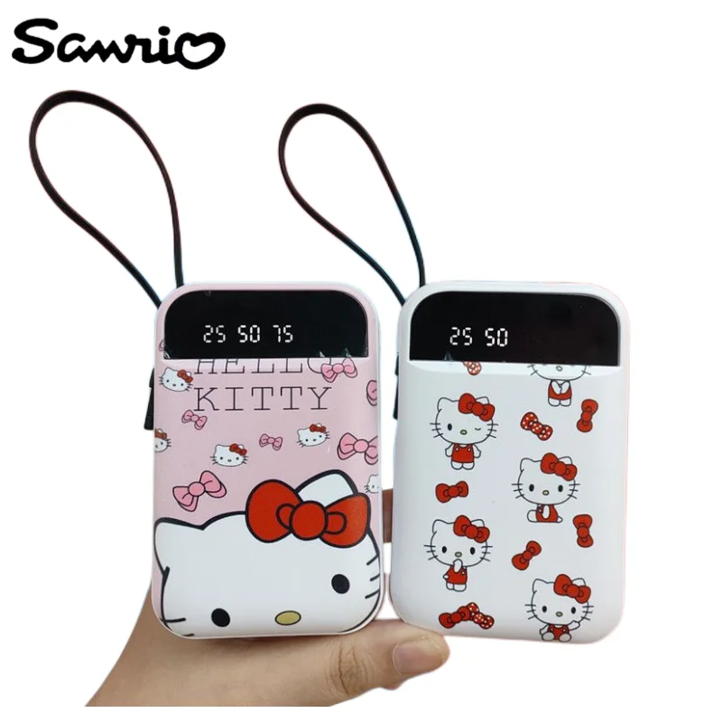 

Sanrio Anime Peripheral Cartoon Kawaii Hello Kitty Self-contained Line Large Capacity Creative Charging Treasure Gift Wholesale