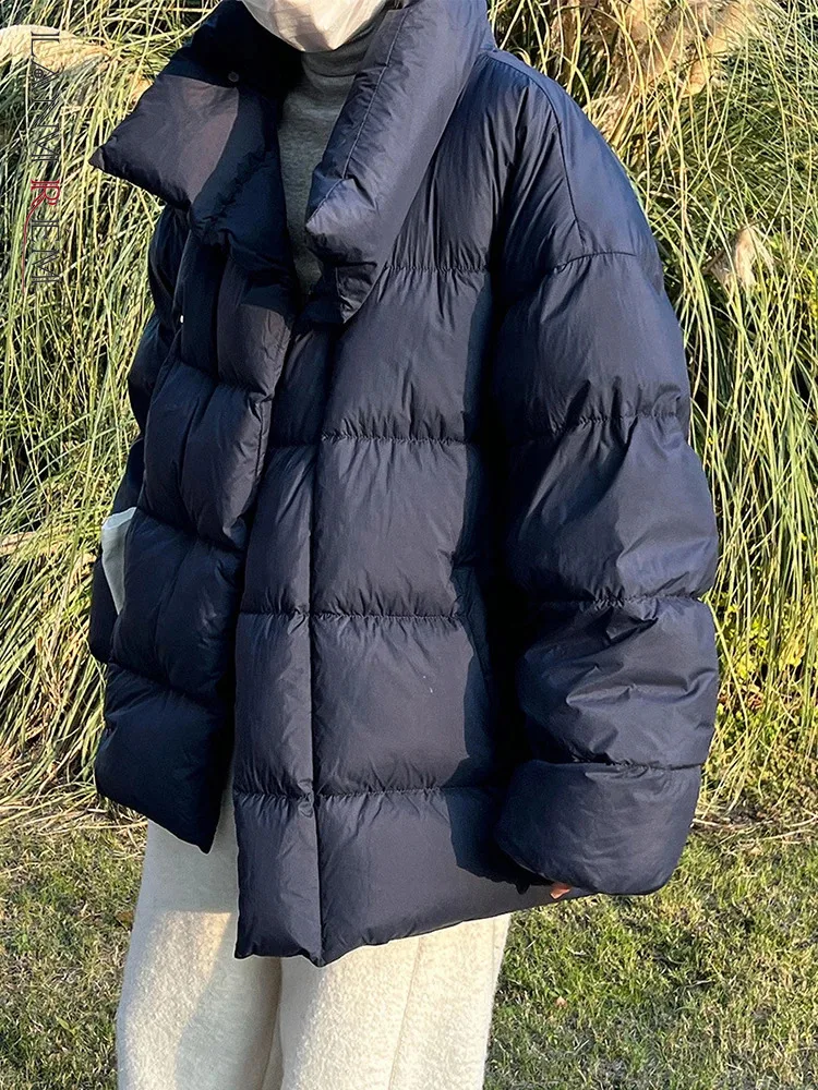 [LANMREM] толстые теплые пуховые пальто со стойкой для женщин однобортная офисная