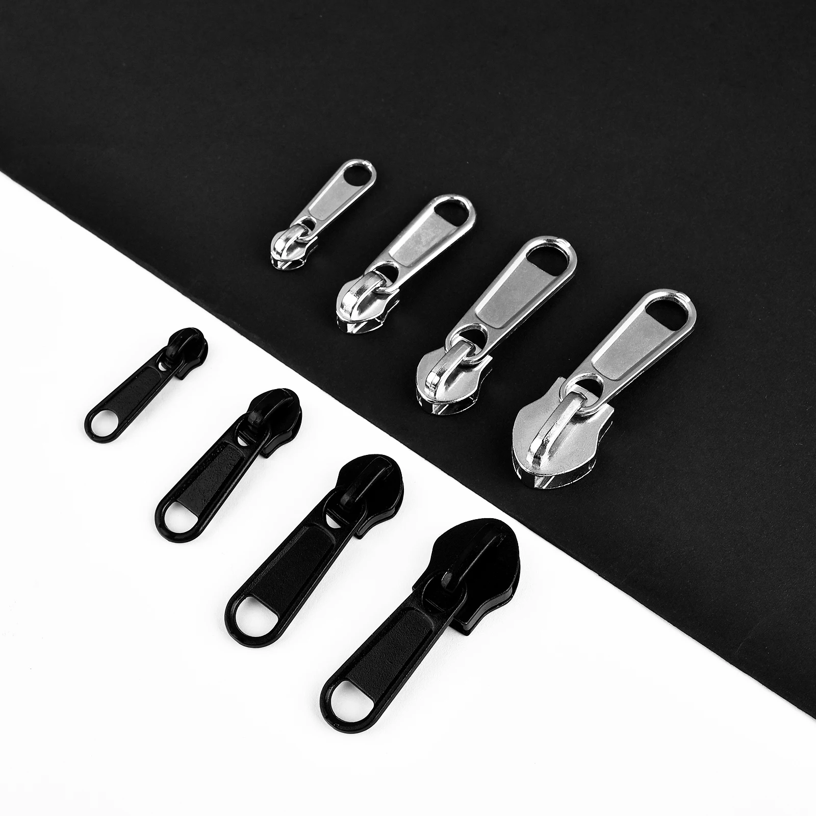 

8Pcs 4 Sizes Metal Zipper Pull Universal Double-sided Nylon Zipper Pull Replacement For Luggage Mosquito Net Clothes Fix Repair