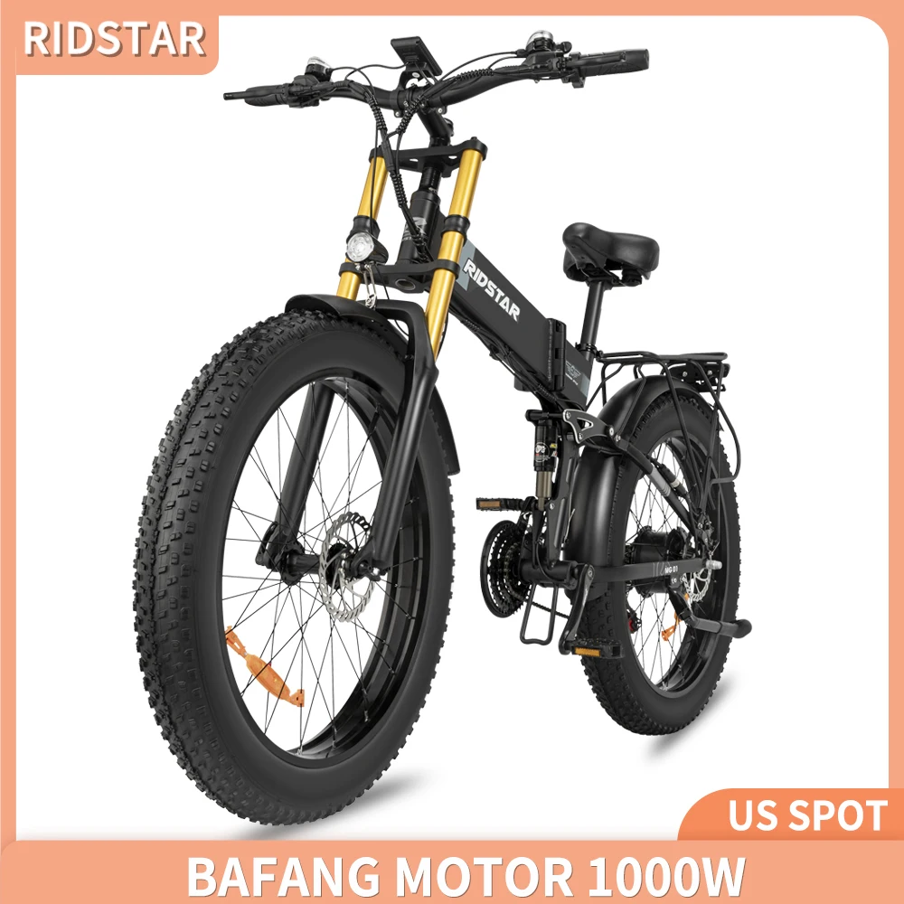 

Электрический велосипед Ridstar-Ranger, мотор Bafang 1000 Вт, толстые шины 26*4,0, заднее сиденье для горного велосипеда, снега, 14AH, батарея Samsung, спот США