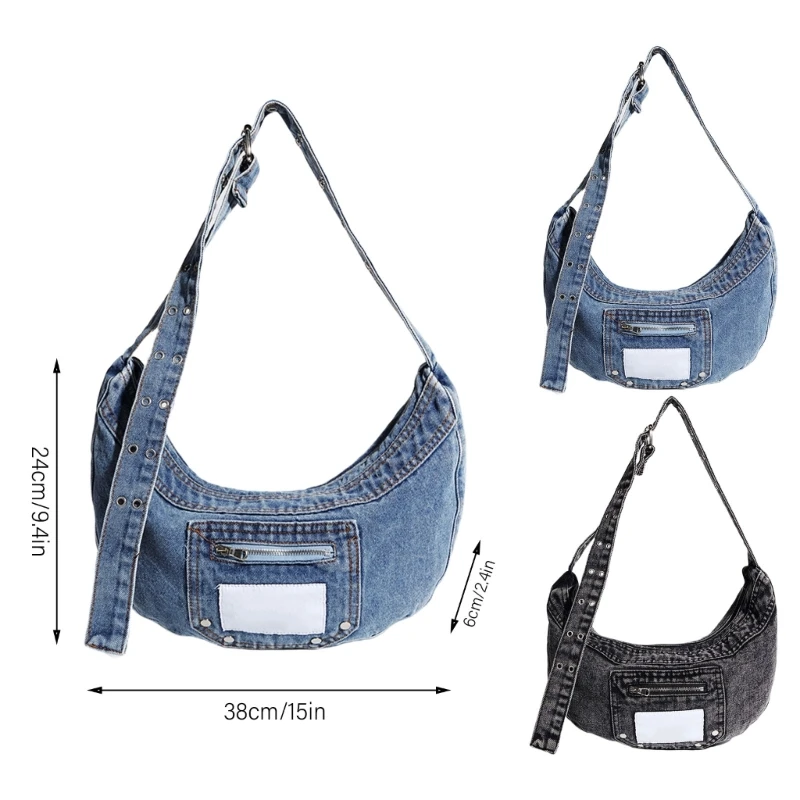 Элегантная джинсовая сумка через плечо с регулируемым ремешком для модной