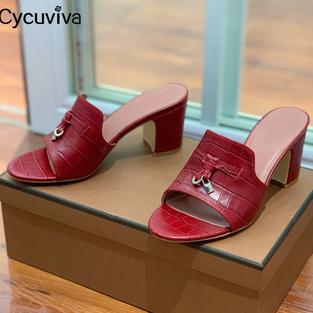 Шлепанцы женские из страусиной кожи сандалии на массивном каблуке для прогулок